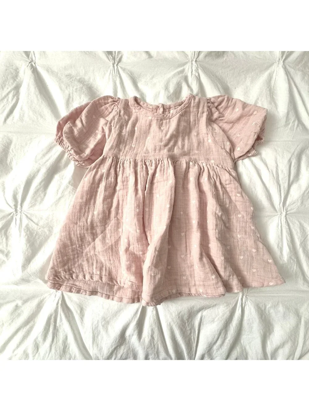 Jamie Kay Light Pink Hearts Organic Cotton Muslin Elodie Dress